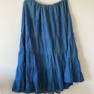 White Stag denim skirt with drawstring waist